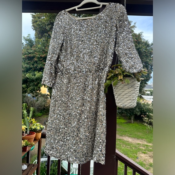 Alice & Olivia Silver Sequin Cocktail Dress - Picture 1 of 14